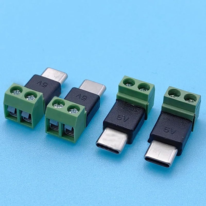 Teansic 5PCS Type C Male to 2 Pin Screw Terminal Adapter,5V USB C to 2 Pin Solderless Connector for Charging Mobile Devices and Small Appliances - Image 5